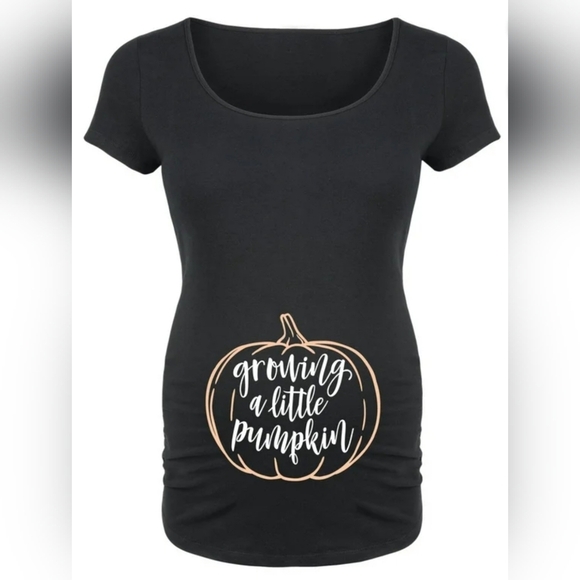 Bloom Maternity - Growing A Little Pumpkin - Maternity Scoop Neck T-Shirt,  L - Picture 1 of 8